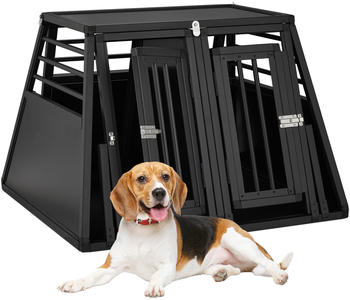 Relaxdays Doppelhundebox mit Trennwand 64x90x82cm schwarz