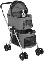 vidaXL Hundewagen f&uuml;r 2 Hunde Faltbar Grau 83x48x97 cm Oxford-Gewebe
