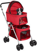 vidaXL Hundewagen f&uuml;r 2 Hunde Faltbar Rot 83x48x97 cm Oxford-Gewebe