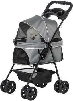Pawhut Hundebuggy mit Klappfunktion 67x45x96cm grau (D00-127GY)