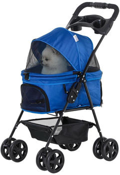 Pawhut Hundewagen Pet Stroller für kleine Hunde klappbar Oxford Blau (DEX-D00-1270441)