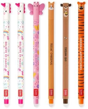 Legami Löschbare Gelstifte 6er Set 2 x Einhorn/Schmetterling/Corgi/Teddybär/Tiger