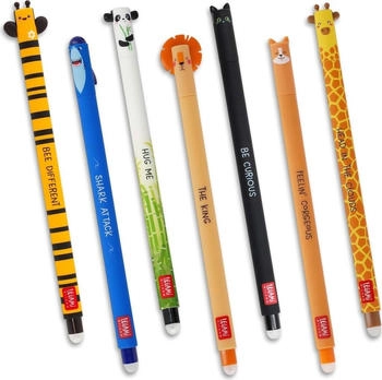 Legami Löschbare Gelstifte 7er Set Biene/Hai/Panda/Löwe/Katze/Corgi/Giraffe