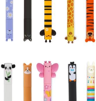 Legami L&ouml;schbare Gelstifte 10er Set Nilpferd, Katze, Biene, Giraffe, Tiger, Panda, Gorgi, Schmetterling, Pinguin, Lama