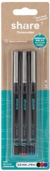 Share Tintenroller schwarz-rot-blau 0,6mm 3er Set (Y-04-04-02)