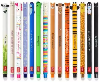 Legami L&ouml;schbare Gelstifte 14er Set Panda Bunny Einhorn Hippo Dino Lama Corgi Teddyb&auml;r Tiger Biene Giraffe Pinguin Katze....