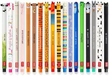 Legami Löschbare Gelstifte 18er Set Panda Einhorn Bunny Schwein Corgi Teddybär Tiger Giraffe Huhn Biene Lama Nilpferd....