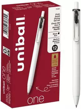 Mitsubishi Pencil uni-ball One Tintenroller Gel einziehbar Mittlere Spitze 0.7mm Schwarz, 12er-Pack (70362)