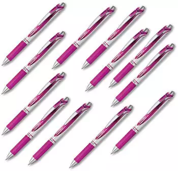 Pentel EnerGel XM BL77 Gelschreiber Druckmechanik, Magenta, 12er-Pack (BL77-V4X-VE)