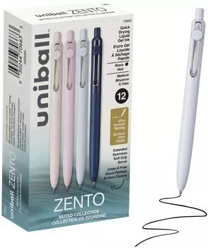 Mitsubishi Pencil Zento Einziehbare Flüssiggel-Tintenroller, Mittlere Spitze 0,7mm, Schwarze Tinte, 12er-Pack (70663)