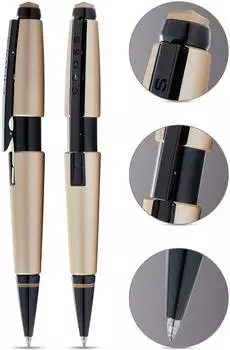 Cross Edge Rollerball Mattbeige PVD mit Gel-Mine (AT0555-14)