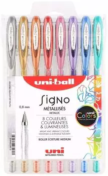 Mitsubishi Pencil Signo Metallic Gel-Tintenroller 0,8mm, 8 Farben (UM120NM/8)