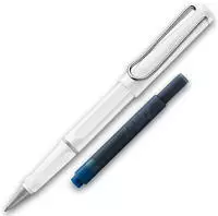Lamy Tintenroller safari 619 white, Strichbreite 0,5mm, Schreibfarbe blau