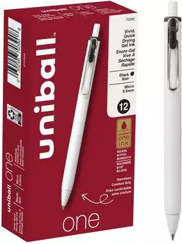 Mitsubishi Pencil uni-ball one Einziehbarer Gelschreiber, Mikrospitze 0,5mm, schwarze Tinte, 12er-Pack (70390)