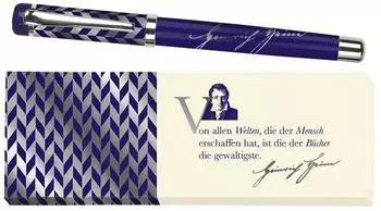 moses. Verlag libri_x Tintenroller Heinrich Heine, Metall, blaue Mine (83577)