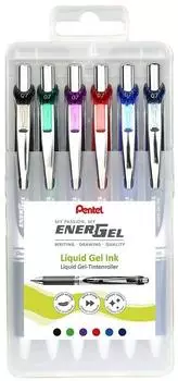Pentel EnerGel XM Liquid Gel Tintenroller 0,7mm, 6 Farben sortiert (BL77-6)