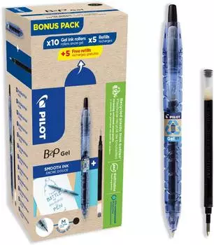 Pilot B2P Begreen Gelschreiber 0,7mm schwarz, 10 Stifte + 10 Refills (WLT556190)