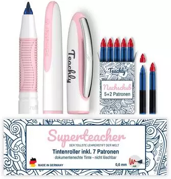 Schneider Optics Superteacher Tintenroller ros&eacute;, Schreibfarbe rot, 0,6mm