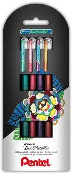 Pentel Hybrid Dual Metallic Gelroller 0,5mm, 4er-Set (K110-4COL)