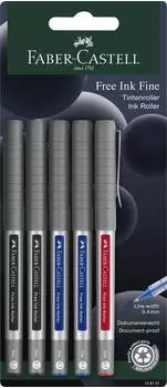 Faber-Castell Free Ink Tintenroller fine, blau, 5er-Set (148101)