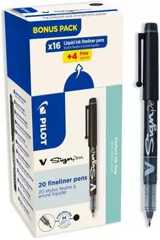 Pilot V Sign Pen Faserschreiber schwarz, 20er Value Pack