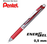Pentel BL80-BX, Pentel EnerGel BL80-BX Gelschreiber rot/silber 0,5 mm, Schreibfarbe: