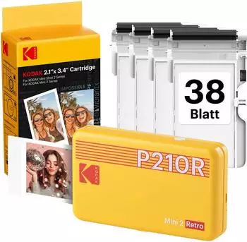 Kodak Mini 2 Plus Retro gelb Cartridge Bundle