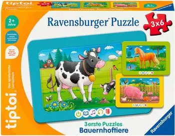 Ravensburger Puzzle 00229-3 erste Puzzles: Bauernhoftiere