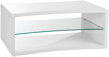 QUARTIER Couchtisch 100x43cm Ablageplatte Glas weiß Hochglanz (83-447-13)