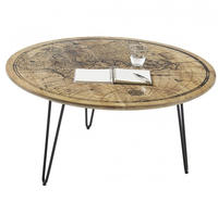Stolkom Couchtisch "Napcoa" mit Weltkarte Aufdruck, Tisch in Massivholz Mango