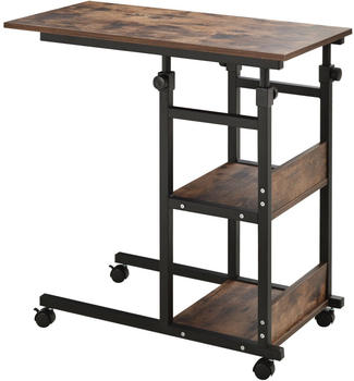 HomCom Beistelltisch auf Rollen 80x40x72-82 cm braun