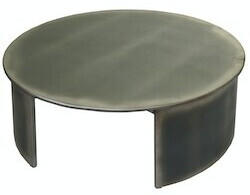 Mendler Couchtisch HWC-L74 Industrial rund &Oslash;80cm Metall-Optik geb&uuml;rstet