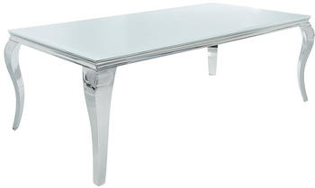 Riess-Ambiente Eleganter Design Esstisch MODERN BAROCK 180cm weiß Edelstahl Opalglas Tischplatte