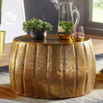 Finebuy Wohnzimmertisch rund Sofatisch Stubentisch Metall Alu Modern (SuVa12278_1)
