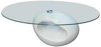vidaXL Couchtisch mit ovaler Glasplatte Hochglanz Weiß (240318)