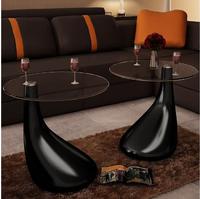 vidaXL Couchtische 2 Stk. mit Runder Glasplatte Hochglanz Schwarz