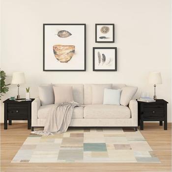 vidaXL Beistelltische 2 Stk. Schwarz 40x40x39 cm Massivholz Kiefer (813793)