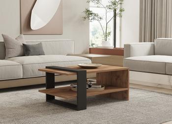 Hanah Home Skye Decor OvaPUQ Anthrazit, Couchtisch 35x80x55 cm grau (835PUQ2826)