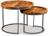 vidaXL Beistelltisch-Set 2 Stk. Mangoholz Massiv