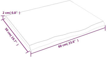 vidaXL Tischplatte 60x50x2 cm Massivholz Eiche Unbehandelt
