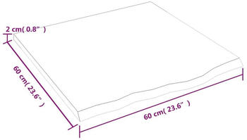 vidaXL Tischplatte Dunkelgrau 60x60x2 cm Massivholz Eiche Behandelt