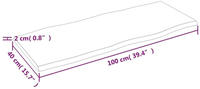 vidaXL Tischplatte 100x40x2 cm Massivholz Eiche Behandelt Baumkante