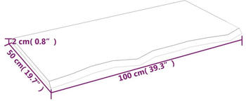 vidaXL Tischplatte 100x50x2 cm Massivholz Eiche Unbehandelt