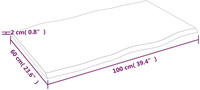 vidaXL Tischplatte 100x60x2 cm Massivholz Eiche Unbehandelt Baumkante