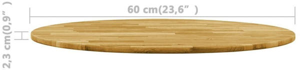 vidaXL Tischplatte Eichenholz Massiv Rund 23 mm 600 mm