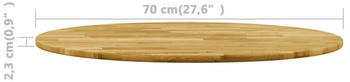vidaXL Tischplatte Eichenholz Massiv Rund 23 mm 700 mm