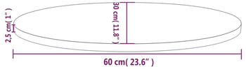 vidaXL Tischplatte 60x30x2,5 cm Massivholz Kiefer Oval