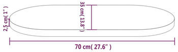 vidaXL Tischplatte 70x35x2,5 cm Massivholz Kiefer Oval