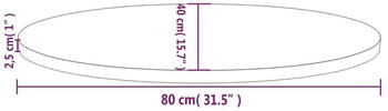vidaXL Tischplatte 80x40x2,5 cm Massivholz Kiefer Oval