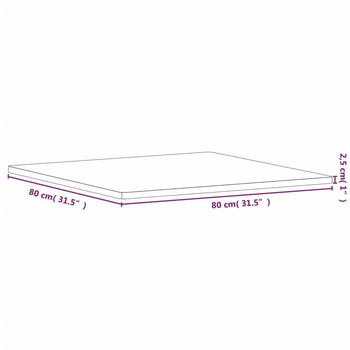 vidaXL Tischplatte 80x80x2,5 cm Quadratisch Massivholz Buche